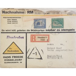J) 1931 GERMANY, REGISTERED, MULTIPLE STAMPS, AIRMAIL, CIRCULATED COVER, FROM GERMANY TO RHEIDT