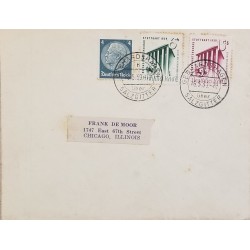 J) 1939 GERMANY, BUILDING, MULTIPLE STAMPS, AIRMAIL, CIRCULATED COVER, FROM GERMANY TO CHICACO