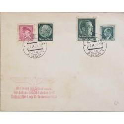 J) 1938 GERMANY, HITLER, MULTIPLE STAMPS, AIRMAIL, CIRCULATED COVER, FROM GERMANY