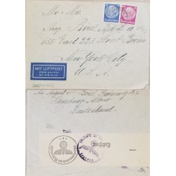 J) 1941 GERMANY, PRESIDENT, MULTIPLE STAMPS, AIRMAIL, CIRCULATED COVER, FROM GERMANY TO USA
