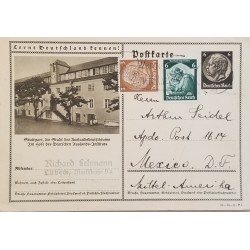 J) 1938 GERMANY, PRESIDENT, POSTCARD, MULTIPLE STAMPS, AIRMAIL, CIRCULATED COVER, FROM GERMANY TO MEXICO