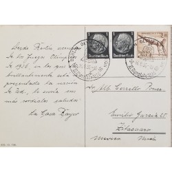 J) 1936 GERMANY, PRESIDENT, MULTIPLE STAMPS, AIRMAIL, CIRCULATED COVER, FROM GERMANY