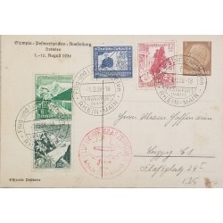 J) 1938 GERMANY, HORSE, MULTIPLE STAMPS, POSTCARD, AIRMAIL, CIRCULATED COVER, FROM GERMANY TO MEXICO