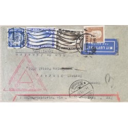 J) 1921 GERMANY, ZEPELLIN, MULTIPLE STAMPS, AIRMAIL, CIRCULATED COVER, FROM GERMANY TO RIO DE JANEIRO
