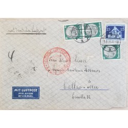 J) 1938 GERMANY, PRESIDENT, MULTIPLE STAMPS, AIRMAIL, CIRCULATED COVER, FROM GERMANY TO CALLAO