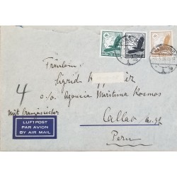 J) 1936 GERMANY, NAZI, EAGLE, MULTIPLE STAMPS, AIRMAIL, CIRCULATED COVER, FROM GERMANY TO CALLAO