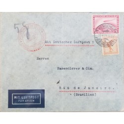 J) 1934 GERMANY, ZEPELLIN, MULTIPLE STAMPS, AIRMAIL, CIRCULATED COVER, FROM GERMANY TO RIO DE JANEIRO