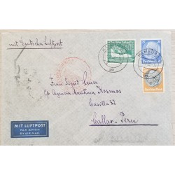 J) 1933 GERMANY, PRESIDENT, MULTIPLE STAMPS, AIRMAIL, CIRCULATED COVER, FROM GERMANY TO CALLAO