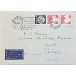 J) 1936 GERMANY, PRESIDENT, MULTIPLE STAMPS, AIRMAIL, CIRCULATED COVER, FROM GERMANY TO CALLAO