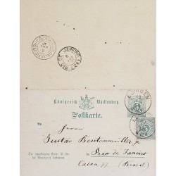 J) 1890 GERMANY, NUMERAL, POSTCARD, XF