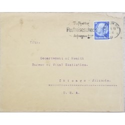 J) 1933 GERMANY, PRESIDENT, WITH SLOGAN CANCELLATION, AIRMAIL, CIRCULATED COVER, FROM GERMANY TO CHICAGO