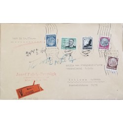 J) 1937 GERMANY, NAZI, EAGLE, PRESIDENT, MULTIPLE STAMPS, AIRMAIL, CIRCULATED COVER, FROM GERMANY TO KOBLENZ