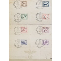 J) 1936 GERMANY, OLYMPIC GAMES, BELL, MULTIPLE STAMPS, AIRMAIL, CIRCULATED COVER, FROM GERMANY