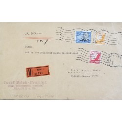 J) 1938 GERMANY, PRESIDENT, NAZI, EAGLE, MULTIPLE STAMPS, AIRMAIL, CIRCULATED COVER, FROM GERMANY TO KOBLENZ