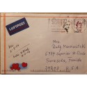 J) 1923 GERMANY, WITH SLOGAN CANCELLATION, MULTIPLE STAMPS, AIRMAIL, CIRCULATED COVER, FROM GERMANY TO USA