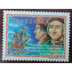J) 1998 VENEZUELA, BOAT, V CENTENARY OF THE ARRIVAL OF CRISTOBAL COLON TO FIRME LAND AND V CENTENARY OF