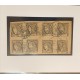 J) 1877 ARGENTINA, CORRIENTES, SCOTT 8A, BLACK ON ROSE, COMPLETE BLOCK OF 8 IMPERFORATED WITH JUMBO MARGINS