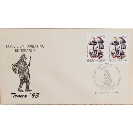 J) 1993 ARGENTINA, ARGENTINE EXHIBITION OF TEMAFILIA, FUNGI, FDC