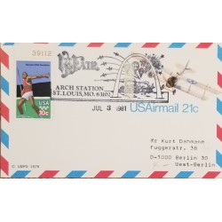 J) 1981 UNITED STATES, ARCH STATION ST LOUIS, OLYMPIC GAMES, FDC