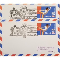 J) 1980 UNITED STATES, FOUNTAIN VALLEY CALIFORNIA, OLYMPIC GAMES, SET OF 2, AIRMAIL, CIRCULATED COVER, FROM USA TO GERMANY