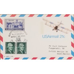 J) 1978 UNITED STATES, MILITARY ACADEMY, THOMAS JEFFERSON, AIRPLANE, WITH SLOGAN CANCELLATION, AIRMAIL, CIRCULATED