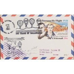 J) 1983 UNITED STATES, TRANSPACIFIC FLIGHT, 200 YEARSS OF BALLOONIN, SPECIAL CANCELLATION, AIRMAIL, CIRCULATED