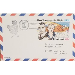 J) 1983 UNITED STATES, TRANSPACIFIC FLIGHT, 200 YEARSS OF BALLOONIN, AIRMAIL, CIRCULATED COVER, FROM USA TO BERLIN WEST