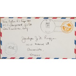 J) 1943 UNITED STATES, AIRPLANE, POSTAL STATIONARY, AIRMAIL, CIRCULATED COVER, FROM CALIFORNIA TO TEXAS
