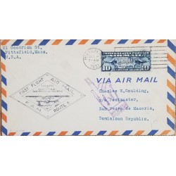 J) 1931 UNITED STATES, MAP, BLACK CANCELLATION, FIRST INAUGURAL FLIGHT, AIRMAIL, CIRCULATED COVER
