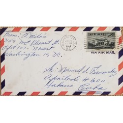 J) 1958 UNITED STATES, WHITE HOUSE, AIRMAIL, CIRCULATED COVER, FROM WASHINGTON TO CARIBE