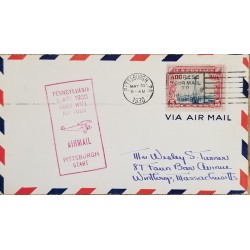 J) 1930 UNITED STATES, WITH SLOGAN CANCELLATION, AIRMAIL, CIRCULATED COVER FROM PITTISHBURGH TO MASACCHUSSETTS