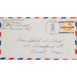 J) 1942 UNITED STATES, AIRPLANE, PASSED BY NAVAL CENSOR, POSTAL STATIONARY, AIRMAIL, CIRCULATED COVER