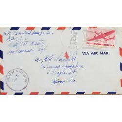 J) 1942 UNITED STATES, AIRPLANE, PASSED BY NAVAL CENSOR, AIRMAIL, CIRCULATED COVER, FROM CALIFORNIA TO MIAMI