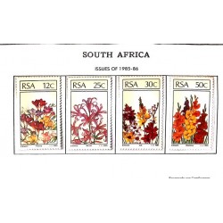 P) 1985 SOUTH AFRICA, FLORA OF FOREIGN ORIGIN, STRAWBERRY, GUERNSEY SUGAR, STARRY LILY, GLADIOLS, SET OF 4, XF