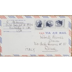 J) 1963 UNITED STATES, WASHINGTON, MULTIPLE STAMPS, AIRMAIL, CIRCULATED COVER, FROM USA TO ROMA