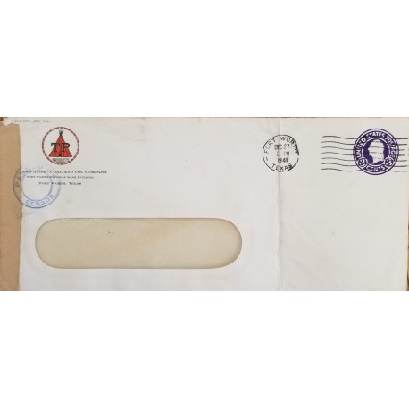 J) 1941 UNITED STATES, COMMMERCIAL COVER, POSTAL STATIONARY, AIRMAIL, CIRCULATED COVER, FROM TEXAS