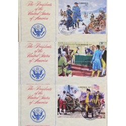 J) 1982 LIBERIA, THE PRESIDENT OF THE UNITED STATES OF AMERICA, SET OF 3 FDC