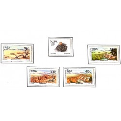 P) 1989 SOUTH AFRICA, FIGHT AGAINST DESERTIFICATION, CACTUS, MINISHEET, SET OF 5 STAMPS, MN