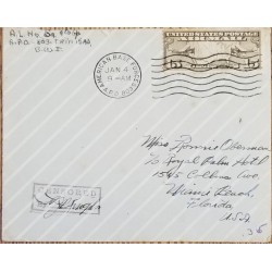J) 1942 UNITED STATES, MAP, CENSORED, AIRMAIL, CIRCULATED COVER, FROM USA TO MIAMI