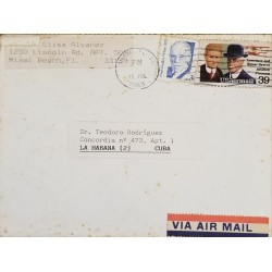 J) 1983 UNITED STATES, PAUL DUDLEY, MULTIPLE STAMPS, AIRMAIL, CIRCULATED COVER, FROM USA TO CARIBE