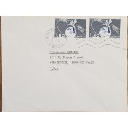 J) 1980 FRANCE, SATELLITE, PAIR, AIRMAIL, CIRCULATED COVER, FROM FRANCE TO USA