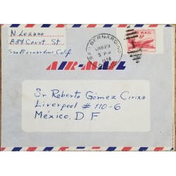 J) 1958 UNITED STATES, AIRPLANE, AIRMAIL, CIRCULATED COVER, FROM CALIFORNIA TO MEXICO 