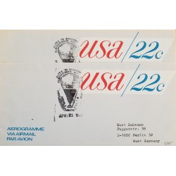J) 1979 UNITED STATES, AEROGRAMME, VIA AIRMAIL, CIRCULATED COVER, FROM USA TO BERLIN 
