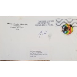 J) 2014 UNITED STATES, GLOBAL USA FOREVER, AIRMAIL, CIRCULATED COVER, FROM USA TO BUENOS AIRES