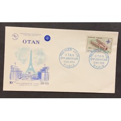 P) 1959 FRANCE, THE 10TH ANNIVERSARY OF OTAN STAMP, FDC, COVER OF ANNIVERSARY OF OTAN 1949-1959, EIFFEL TOWER, XF