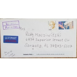 J) 1998 UNITED STATES, MARIA PROBST, JAHRE MASHALLPLAN, MULTIPLE STAMPS, AIRMAIL, CIRCULATED COVER, FROM USA TO SARASOTA