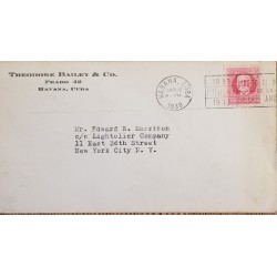 J) 1938 CARIBE, WITH SLOGAN CANCELLATION, AIRMAIL, CIRCULATED COVER, FROM HAVANNA TO NEW YORK
