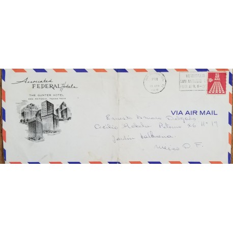 J) 1968 UNITED STATES, WITH SLOGAN CANCELLATION, COMMERCIAL LETTER, AIRMAIL, CIRCULATED COVER, FROM USA TO MEXICO