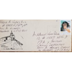 J) 1995 CARIBE, CHIMPANCE EVOLUTION, AIRMAIL, CIRCULATED COVER, FROM HABANNA