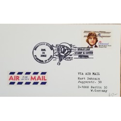 J) 1982 UNITED STATES, BLANCHE STUART SCOTT PIONNNER PILOT, GLOBE, AIRMAIL, CIRCULATED COVER, FROM USA TO GERMANY